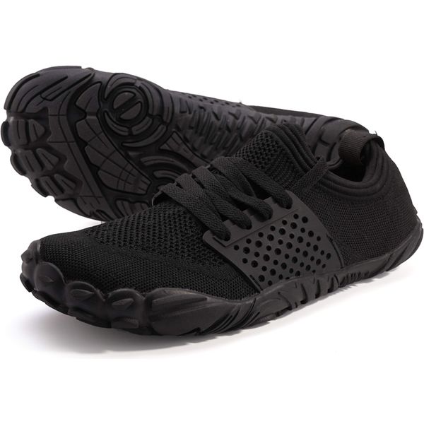 WHITIN Men's Trail Running Shoes Minimalist Barefoot Five Fingers Size 11 Wide Toe Box Gym Workout Fitness Zero Drop Sneakers Cross Training Black 44