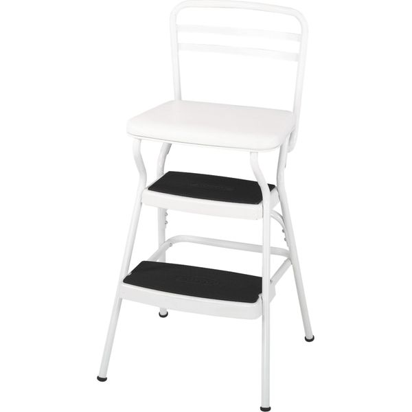 Cosco White Retro Counter Chair / Step Stool with Lift-up Seat