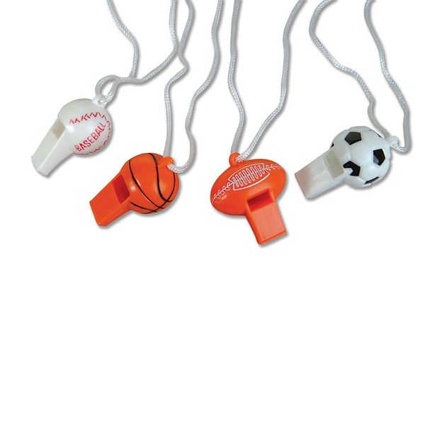 Sport Ball Whistle Necklaces - 12 per unit