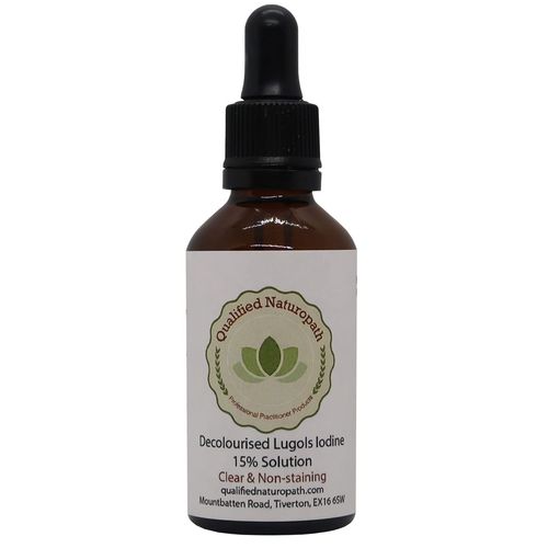 White Iodine Decolourised Solution 15% - 60ml - with Glass Pipette