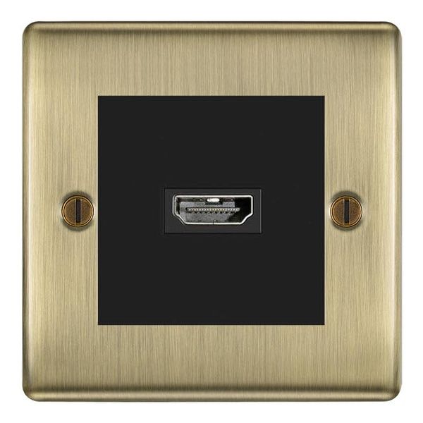 BG Nexus Antique Brass 1 Gang HDMI Socket Black Insert