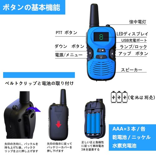 TRH Children's Specific Small Power Walkie Talkie Set of 3 Small Toy Transceivers, Rechargeable, Energy Efficient Toy Radio, Super Easy Operation, LED Display, Technical Standards Marked,