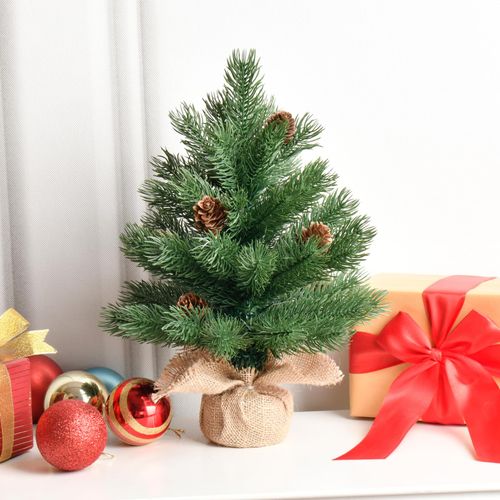 1FT Unlit Artificial Holiday Christmas Tree No Lights, Hinged Spruce Branch Tips for Home, Office, Party Decoration No Prelit Foldable Base