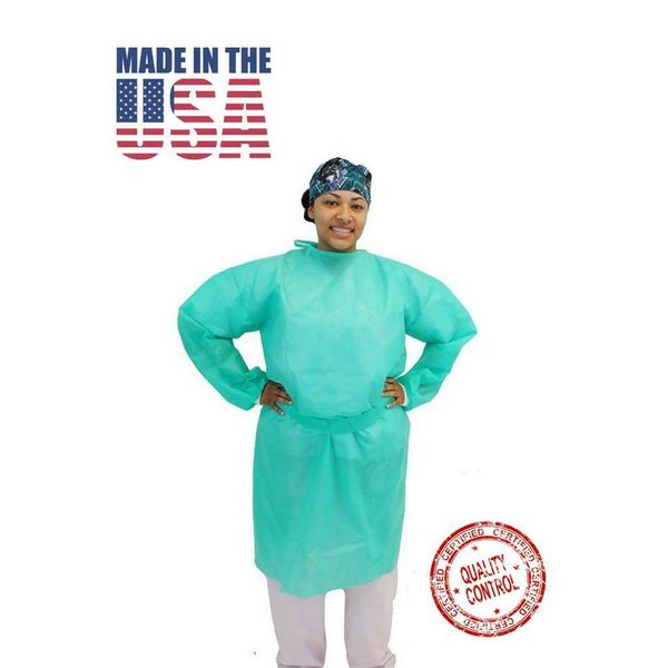 Non Surgical Gowns. Medical Protective Gear. Unisex One Size fits all (Green).