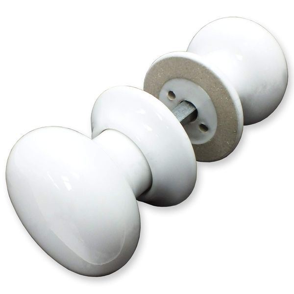 Ceramic Mortice Door Knob - 60mm Classic Round White Pull Handle