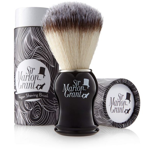 Premium Vegan Shaving Brush with Badger Hair Imitation – Face Brush for Shaving Soap, Shaving Foam and Shaving Cream – Vegan Shaving Brushes for Men by Sir Marlon Grant