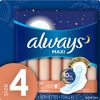 Always Maxi Overnight Pads with Wings, Size 4, Overnight, Unscented, 26 CT