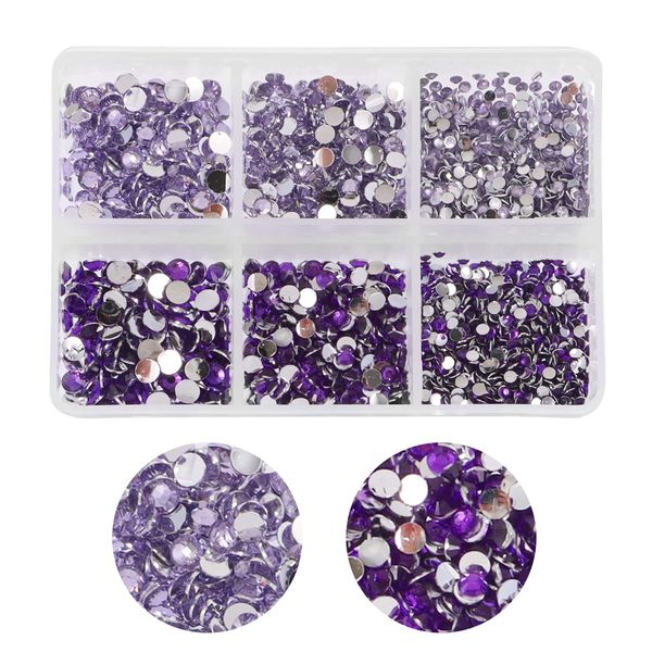 3000pcs Flatback Rhinestones for Crafts,Light Purple and Purple Crystals Rhinestone,Resin Flatback Rhinestones Glitter Gems Nail Diamonds Rhinestones Flatback Rhinestones for Clothes Accessories DIY