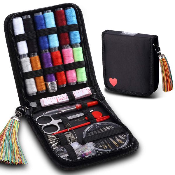 WEIFEI Sewing Set, Sewing Tool Set, 12 Colors of Sewing Thread Included, Embroidery, Crafts, Sewing Set, Home Sewing Set, Fashionable, Cute, Elementary School Students, Adults, Professional Sewing Tools, Mini/Portable, For School/Home Use