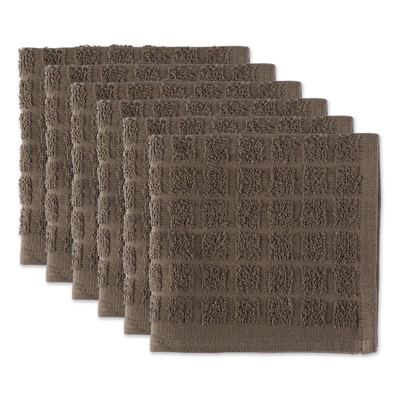 DII Basic Terry Cotton Chef Dishcloths - 12x12 Inch Eggplant Color, 6-Pack