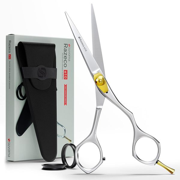 Suvorna 6" hair cutting scissors professional - hair scissors professional - hair shears professional - professional hair scissors - barber scissors professional - hair shears for women, men, & kids.