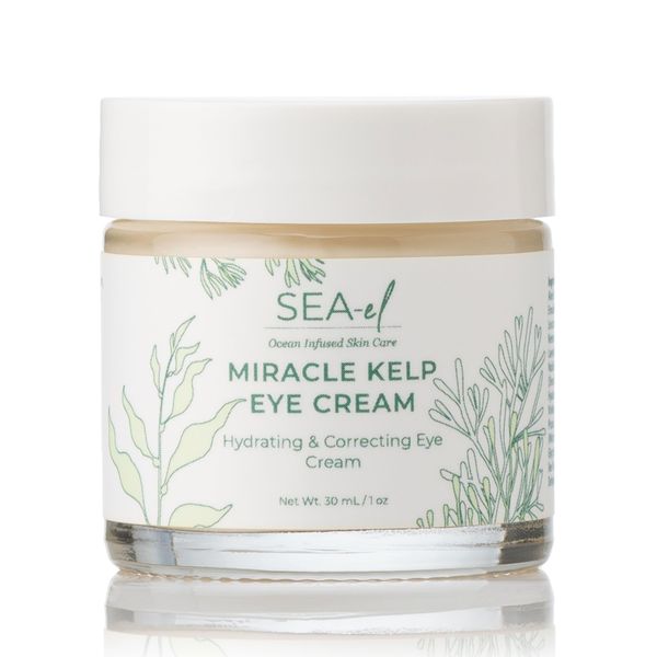 Sea-el Miracle Sea Kelp Eye Cream Hydrating & Correcting Yerba Mate Caffeine & Hyaluronic Acid for Dark Circles Bags & Puffiness - Daily Anti Aging Moisturizer for Women & Men, Vegan - 1 Oz