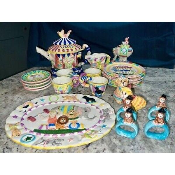 Mercuries 1995 Circus 23pc Children's Tea Set Hand Painted Complete