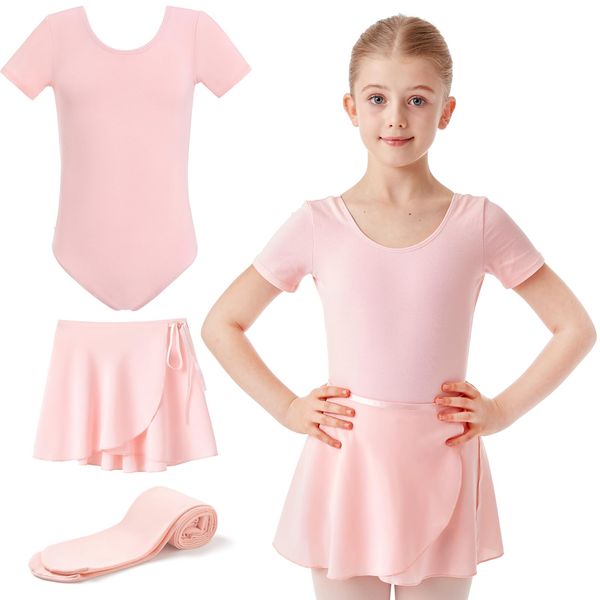 HiDance Ballet Leotards with Dance Skirt and Ballet Tights for Girls Toddler Dance Dress Outfit Combo (Ballet Pink 3 Years)