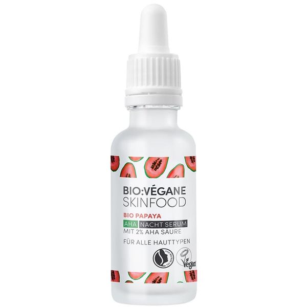 BIO:VEGANE SKINFOOD Organic Papaya AHA Night Serum With 2% AHA Acid For All Skin Types 1.0 fl oz (30 ml)