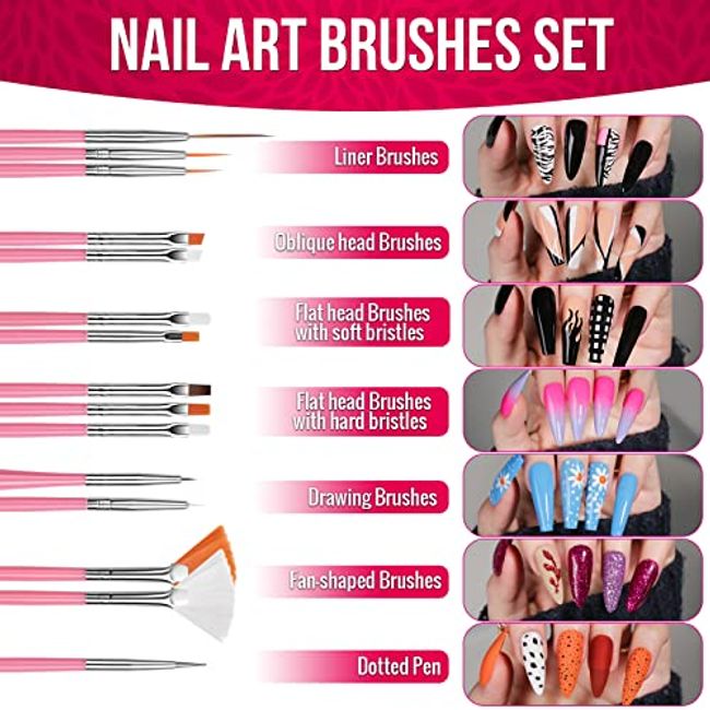 Nail Art Decorations & Brushes Set, FANDAMEI Nail Art Brushes