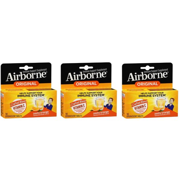 Airborne Original Zesty Orange Vitamin C Effervescent Tablets 10ct(3 Pack)