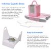 Goalfly 24 Pcs Single Cupcake Boxes, Individual Cupcake Boxes, Cupcake Boxes Individual with Window and Inserts (Pink)