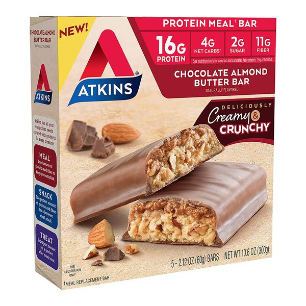 Atkins Chocolate Almond Butter Protein Meal Bar 5 Count