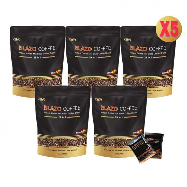 5X BLAZO Coffee Instant Arabica Health Slimming Shape Glowing Skin [ 5 Packs]