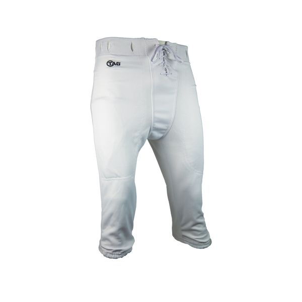 TAG Youth Slotted Football Pant - 5-Piece Back - Slotted Elastic Waistband - Full Duke Crotch - Great for Football Practice - White - Medium