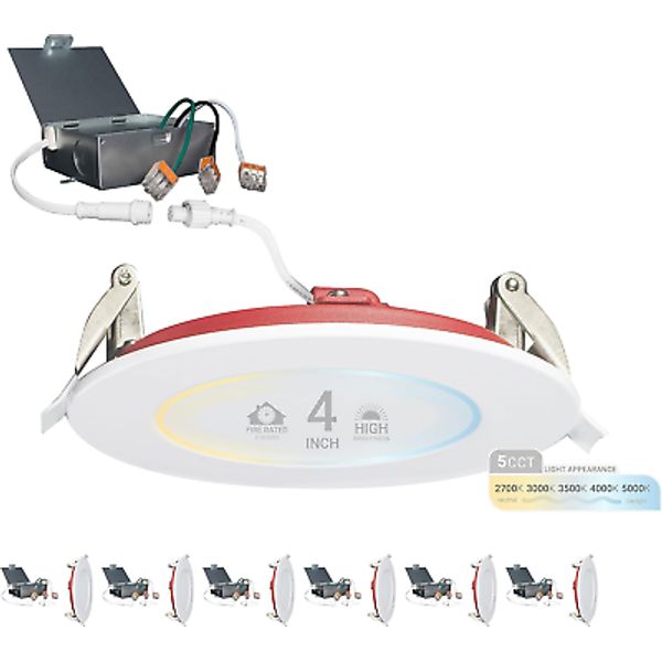 4 Inch 2 Hour FIRE Rated Ultra-Thin LED Recessed Light, 2700K/3000K/3500K/4000K/