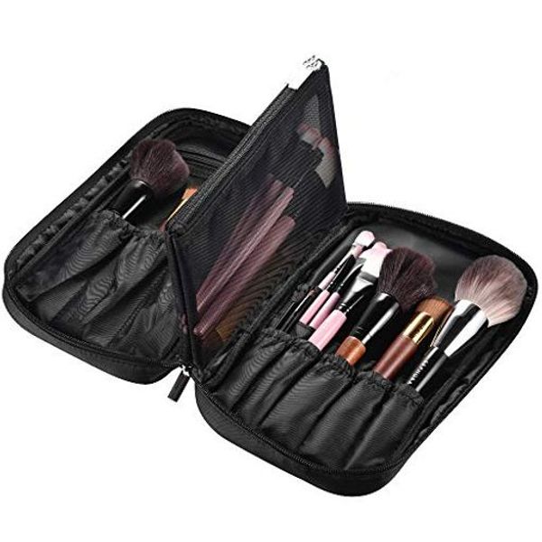 BYOOTIQUE Makeup Brush Case, Makeup Pouch, Makeup Brush Pouch, Case, Brush Holder, Makeup Brush Storage, Brush Stand, Makeup Box, Hairdresser, Black, Paint Brush Storage Bag, Watercolor Brush Holder, Brush Brush Holder, BTQ043