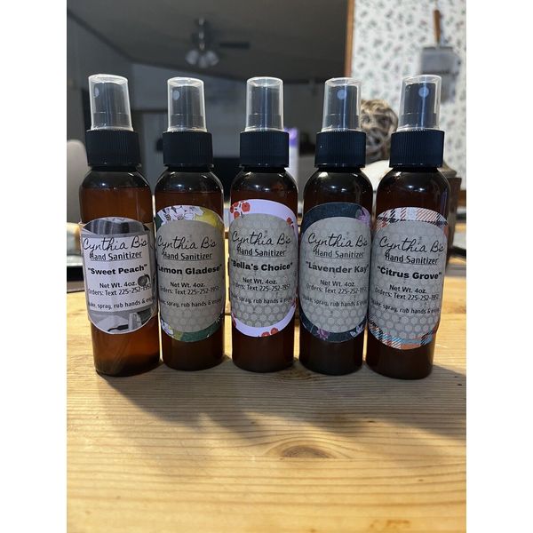 Cynthia B’s Handmade Hand Sanitizer. 5 Amazing Scents! 4 Oz