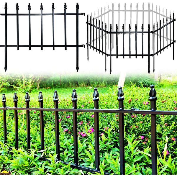 Metal Decorative Garden Fence 22" Wide X 18" High (5 Panels, Total Length 9.17 F