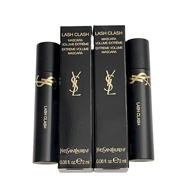 2 X YSL Lash Clash Extreme Volume Mascara 0.06 oz/2 ml Each Deepest Black