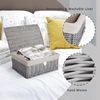 Natural Wicker Storage Basket With Lid Underbed Storage Gift Basket (Grey, Small)