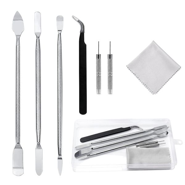 YIXISI 7 Stücke Metall spudger pry Set, Spudger Öffnung Demontagewerkzeuge, für Handy Tablet Laptop Mp3 Watch, mit 2 Stücke Sim Card Pin und 1 Stücke Reinigungstücher