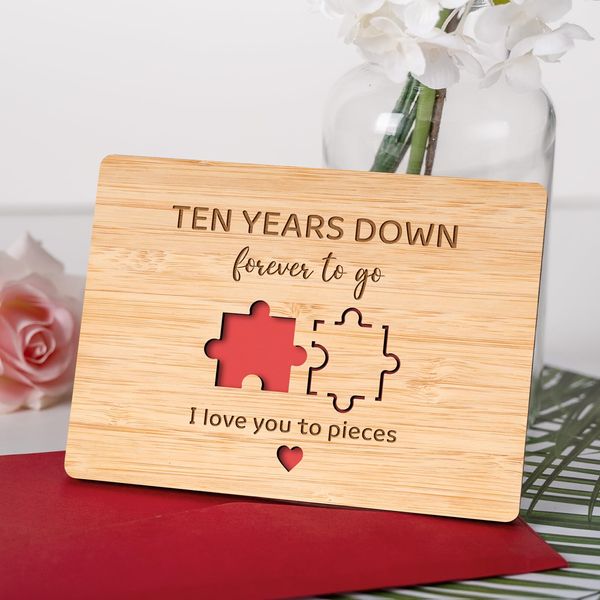 10th Wedding Anniversary Cards for Wife Husband, Bamboo 10th Wedding Anniversary Unique Gifts for Her Him, 10 Years Wedding Anniversary Best Gifts, Tin Wedding Anniversary Unusual Gift