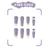Bufenia 24Pcs French Translucent Fake Nails Coffin Ballerina Bow Tie False Nails Art Matte Frosted Press on Nails Long Glitter Stick on Nails for Women and Girls (B:Purple)