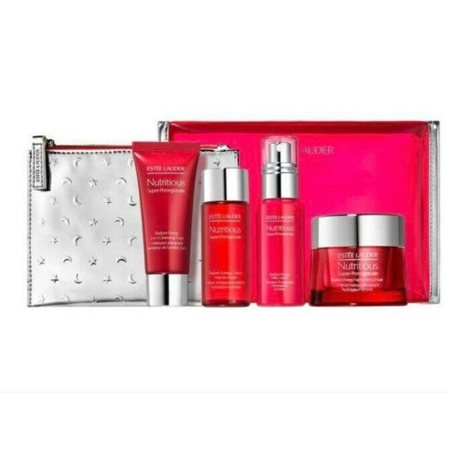 New Estee Lauder Nutritious Super Pomegranate Nourish All Night 6pc Set *NIB*