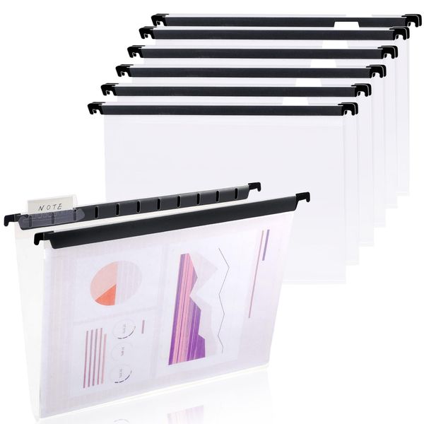 Letter Size Clear Hanging File Folders Hanging Document Folder Plastic Transparent Hanging File Folder for File Cabinets Document Filing (10, Transparent)