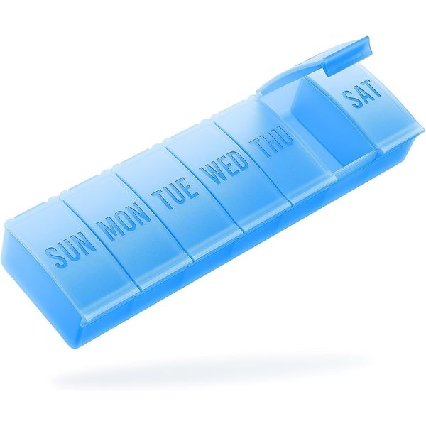 Weekly Large Pill Organizer 7 Day Case for Vitamins Fish Oil Travel Blue