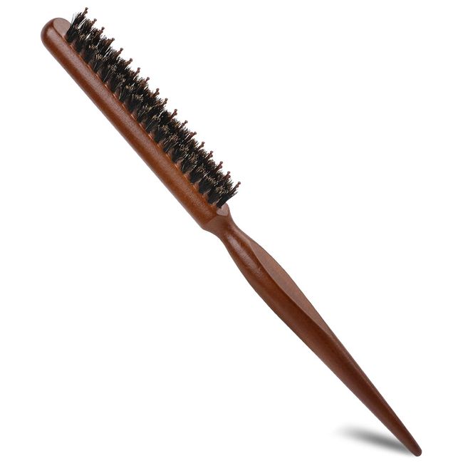 Boar & Nylon Bristle Teasing Brush,Teasing Comb with Rat Tail Handle Pick Smoothing Brush for Hair Sectioning for Edge Control, Backcombing, Smoothing, and Styling Thin & Fine Hair to Create Volume