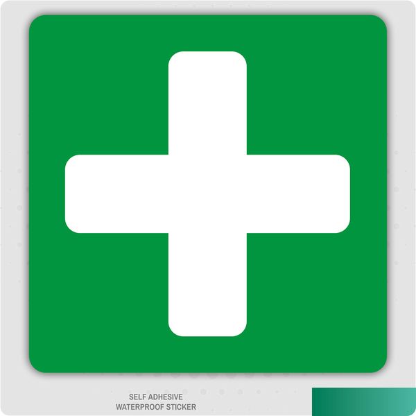 2 x First Aid Small 51mm Green Self-Adhesive Stickers Safety Signs Business