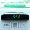 Solar Powered LCD Clock, Stick-On Luminous Car Clock with Temperature Display (Green)