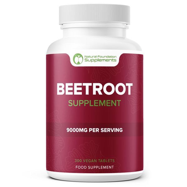 Beetroot Supplement 60:1 Extract 300 Tablets High Strength 9000mg per Serving 3rd Party Lab Tested Vegan Friendly Made in The UK (300)