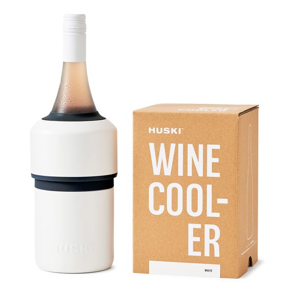 Huski Wine Cooler | Premium Iceless Wine Chiller | Keeps Wine Cold up to 6 Hours | Award Winning Design | New Wine Accessory | Fits Some Champagne Bottles | Perfect Gift for Wine Lovers (White)