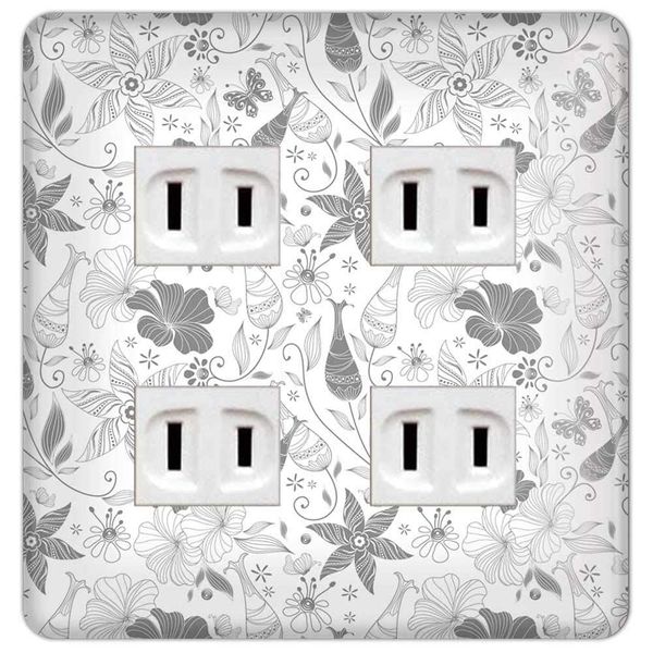 Panasonic WN6004W Outlet Plate [2 Rung, 4 Co., 2 + 2 Covers] Outlet Cover, Switch Cover, Switch Plate, Floral Pattern, 100 Design, 051-075 052, Made in Japan