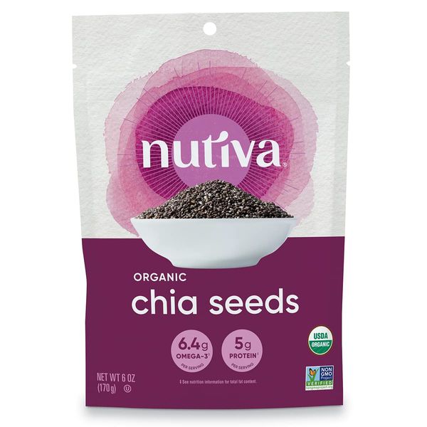 Nutiva Organic Premium Raw Black Chia Seeds, 6 Oz, USDA Organic, Non-GMO, Whole 30 Approved, Vegan, Gluten-Free & Keto, Nutrient-Dense Seeds with 3g Protein & 5g Fiber for Salads, Yogurt & Smoothies