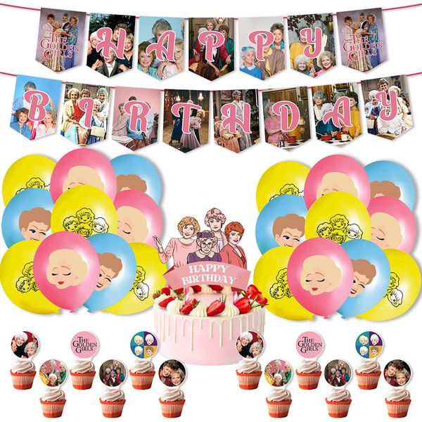 29 Pcs The Golden Girls Party Supplies, Golden Girls Cupcake Toppers, Golden Girl Balloon Pack, Golden Girls, Retirement Party, 90's Party, Party Backdrop, Party Decor, Home Decor (Golden Girls 01)