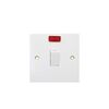 20A Double Pole White Plastic Switch with Neon Indicator Round Corner Enhanced Safety