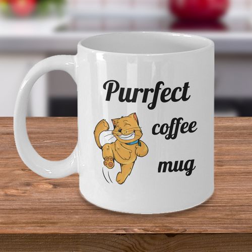 Purrfect coffee mug - Adorable cat lady pet lover black cats purr Meow kids gift