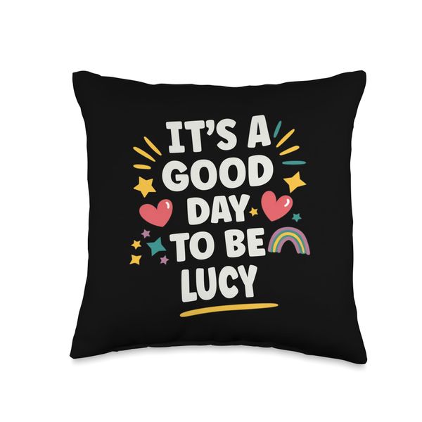 Lucy Personalized Retro Girls Custom Lucy Name Throw Pillow