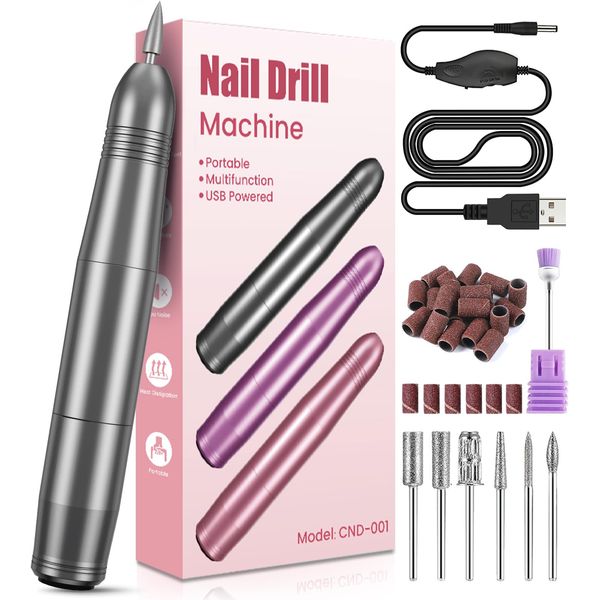 Fresa per Unghie, Fresa per Unghie Professionale 7 in 1 Lima Elettrica per Unghie, 0~20000 RPM Velocità Regolabile, Kit Manicure e Pedicure Elettrico Nail Drill in Gel per Casa e Salone für