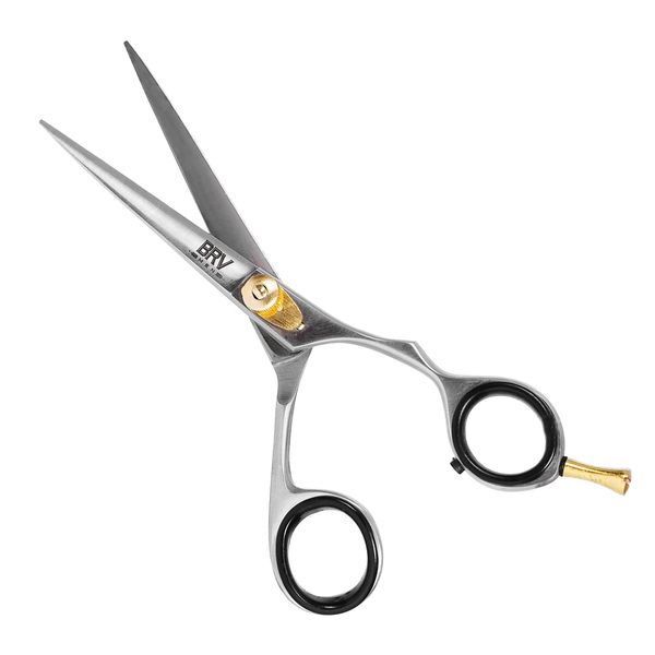 BRV MEN Professional German Steel Hair Scissors - 6.5" - Hammer Forged, Hand Sharpened and Hand Polished Hair Cutting Scissors - 100% Stainless Steel (Silver)